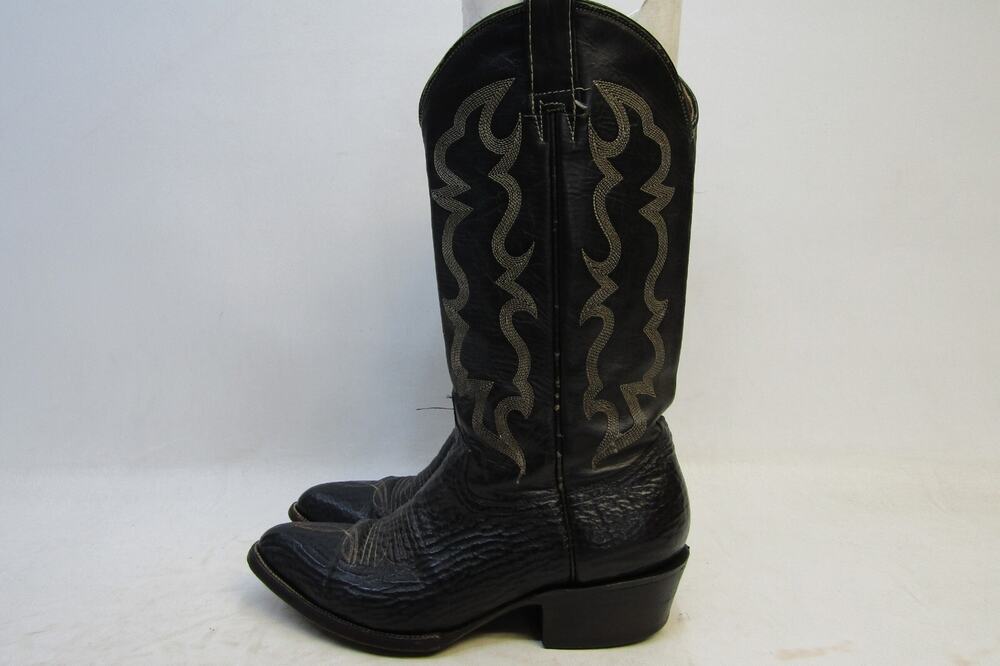 Unbranded Mens Size 8 D Black Leather Shark Skin Western Cowboy Boots